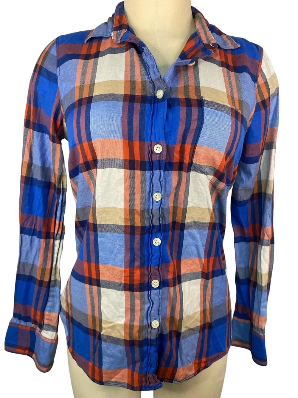 J. Crew Perfect Fit Red and Blue Plaid Button-Down Shirt Women’s Small
